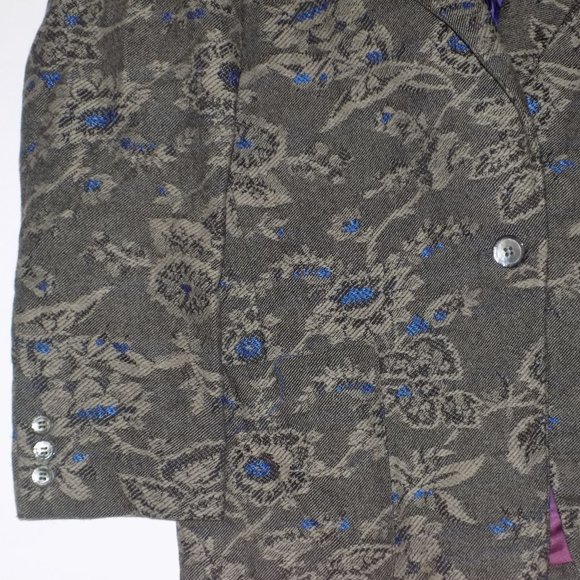 AURA Ladies Vintage Wool Blend Suit Women's Size 10/12? Black Blue Paisley Print - Picture 2 of 9